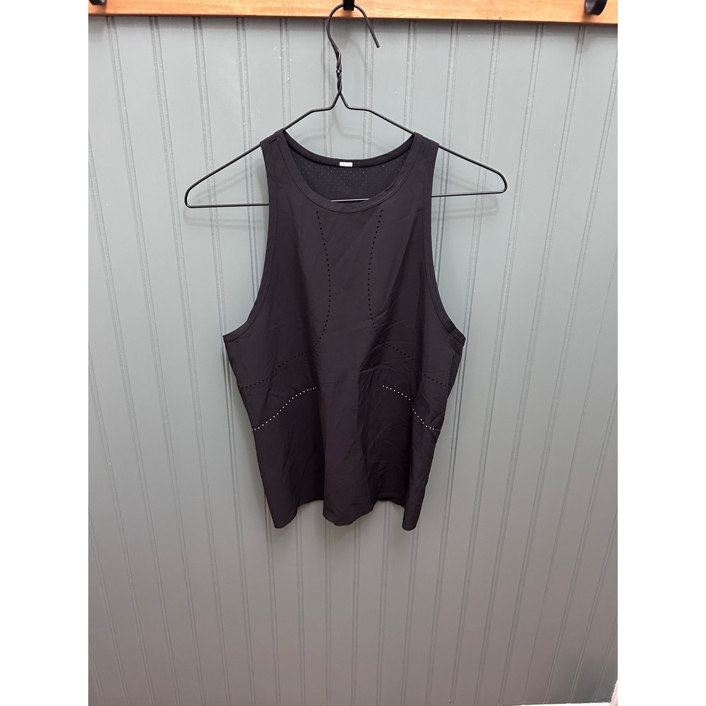 Lululemon Black‎ Laser Cut Perforated Racerback Activewear Tank Top High Neck